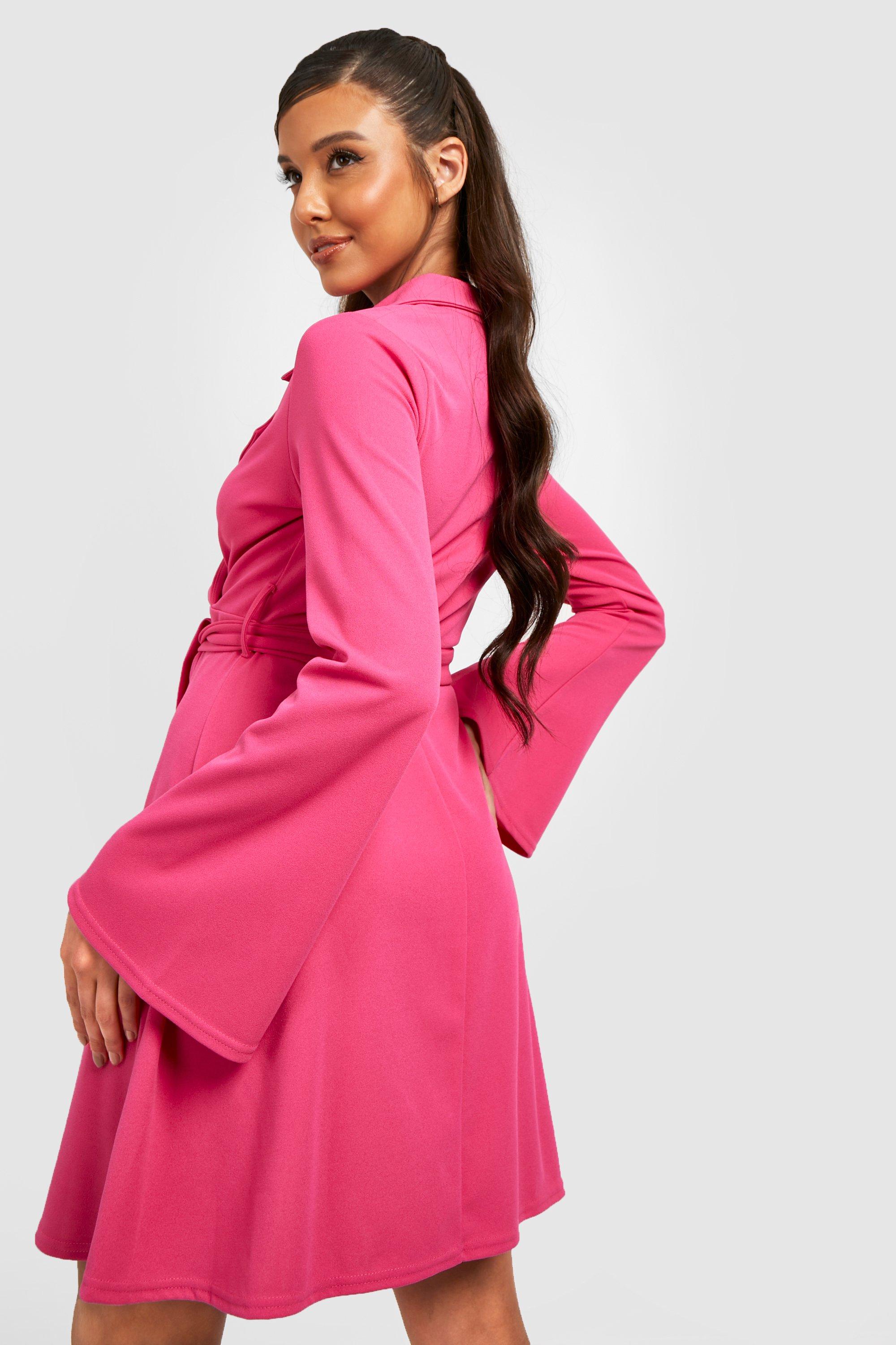 Pink flare best sale sleeve dress